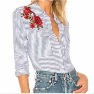 Rails long sleeve stripped button up blouse size small